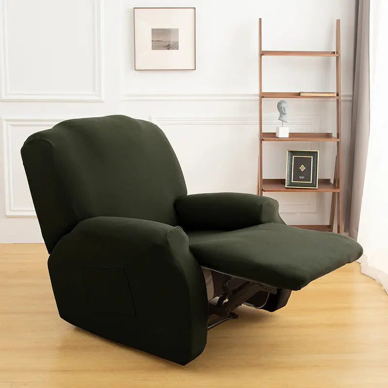 Recliner Chair Covers Stretchable Pet-Friendly LUNETTE Grey green-Chivas Single