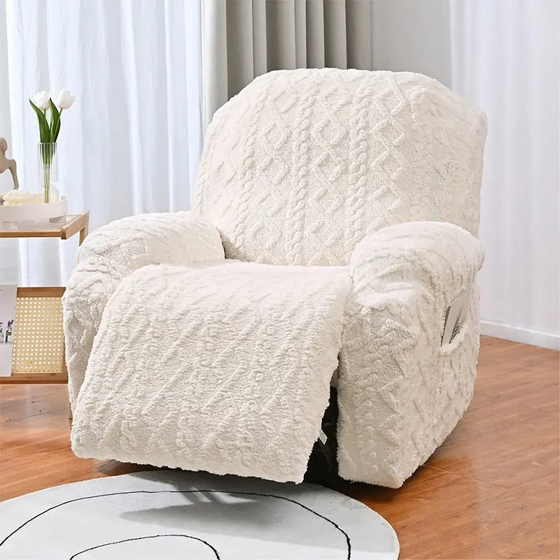 Recliner Chair Covers Stretchable Polyester Aveline Beige-Single 1 Set Common Style