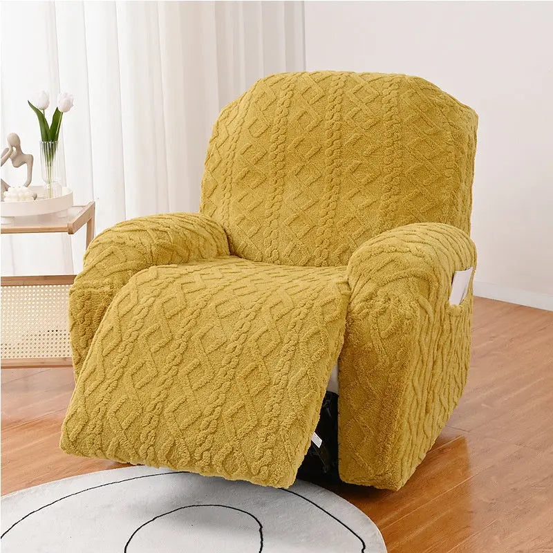 Recliner Chair Covers Stretchable Polyester Aveline Golden-Double 1 Set Extra Large