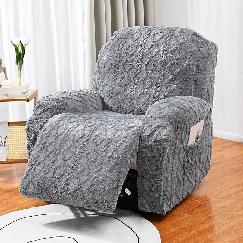 Recliner Chair Covers Stretchable Polyester Aveline Light Gray-Double 1 Set Extra Large