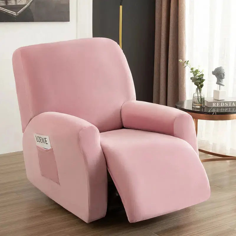 Recliner Chair Covers Velvet Stretchable CÉLINEA Light Purple-Chivas Regal single seat