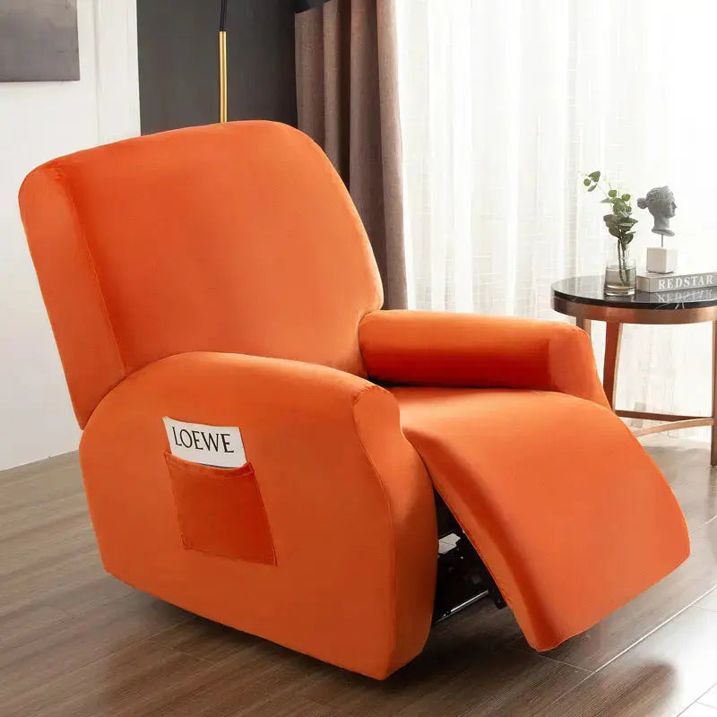 Recliner Chair Covers Velvet Stretchable CÉLINEA Orange-Chivas Regal single seat