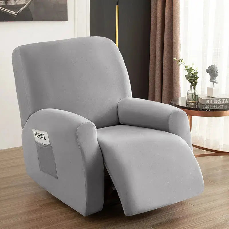 Recliner Chair Covers Velvet Stretchable CÉLINEA Silver grey-Chivas Regal single seat