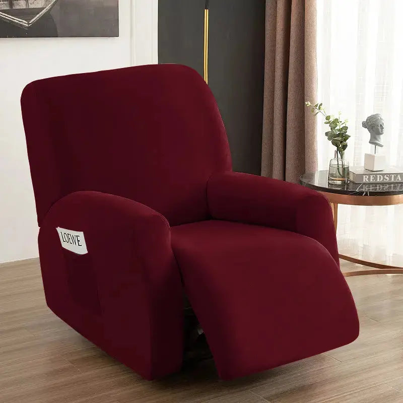 Recliner Chair Covers Velvet Stretchable CÉLINEA Wine Red-Chivas Regal single seat