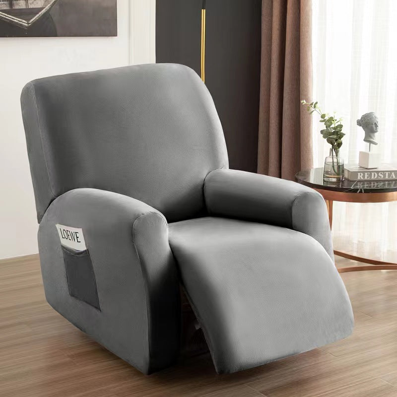 Recliner Chair Covers Velvet Stretchable CHARMÉE Medium grey-Chivas Regal single seat