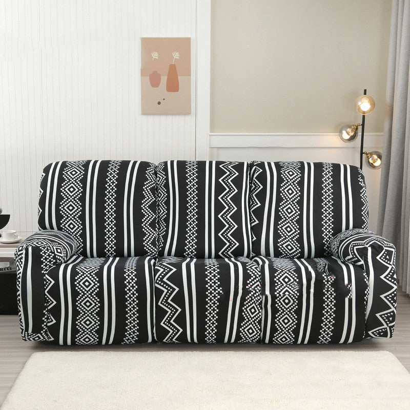 Recliner Sofa Cover Stretchable Élanis New Black And White Matching-Three