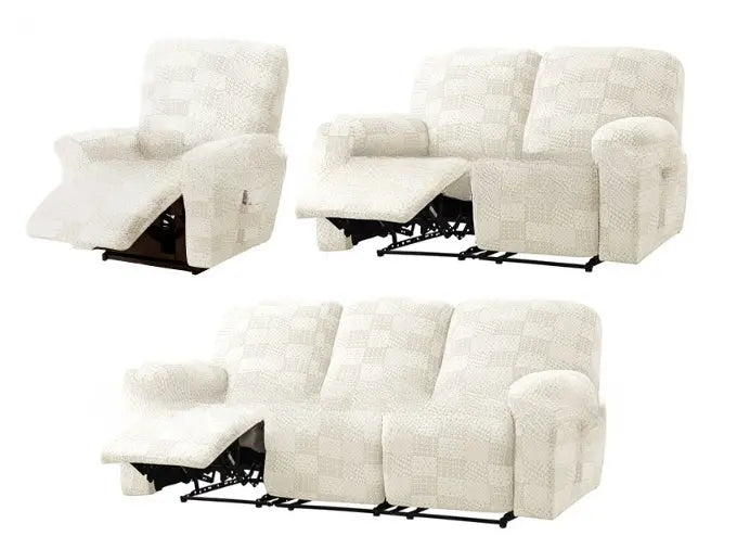 Recliner Sofa Cover Stretchable Geometric CHIVANE Beige-3 Imperial Concubine