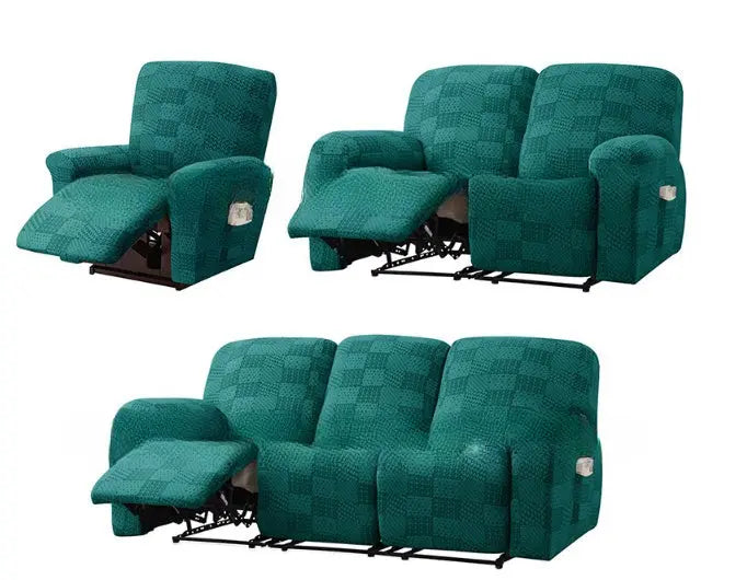 Recliner Sofa Cover Stretchable Geometric CHIVANE Blue-3 Imperial Concubine