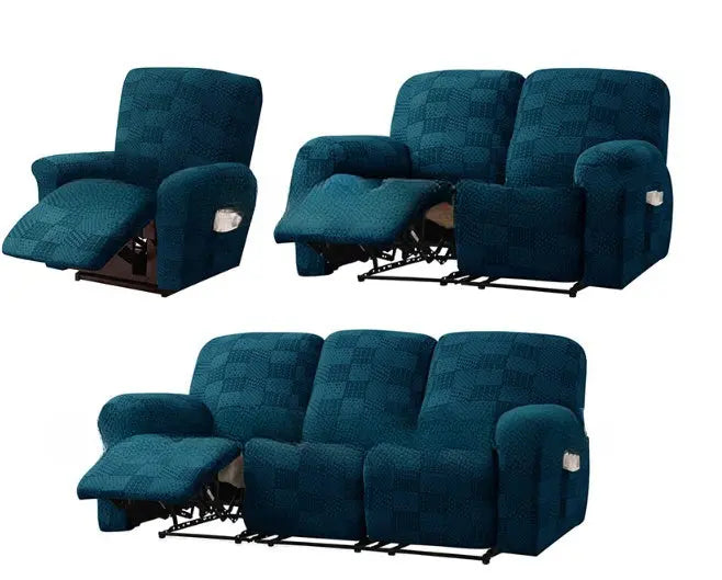 Recliner Sofa Cover Stretchable Geometric CHIVANE Navy Blue-2 People 6 Sets