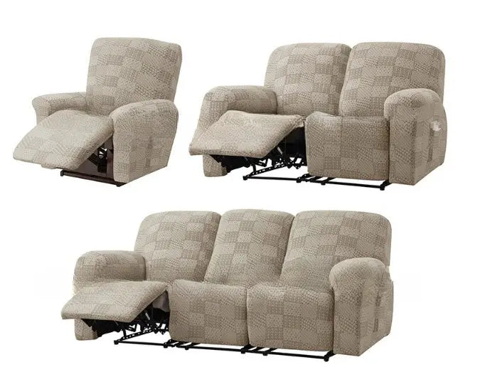 Recliner Sofa Cover Stretchable Geometric CHIVANE Sand-4 People 10 Sets