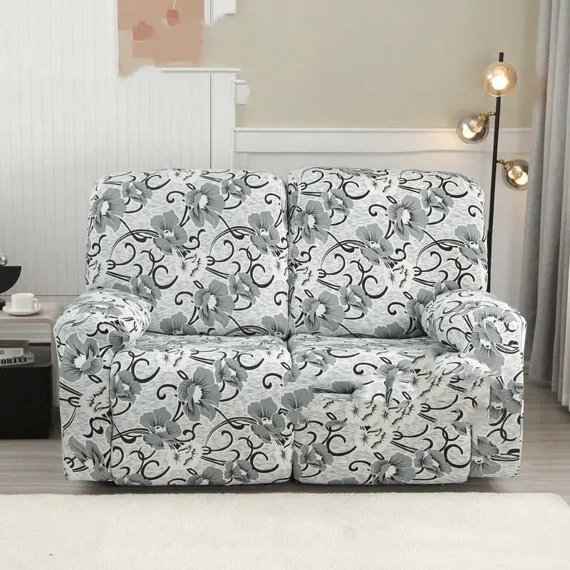 Recliner Sofa Cover Stretchable Modern LUMIERE Flowers-2 People