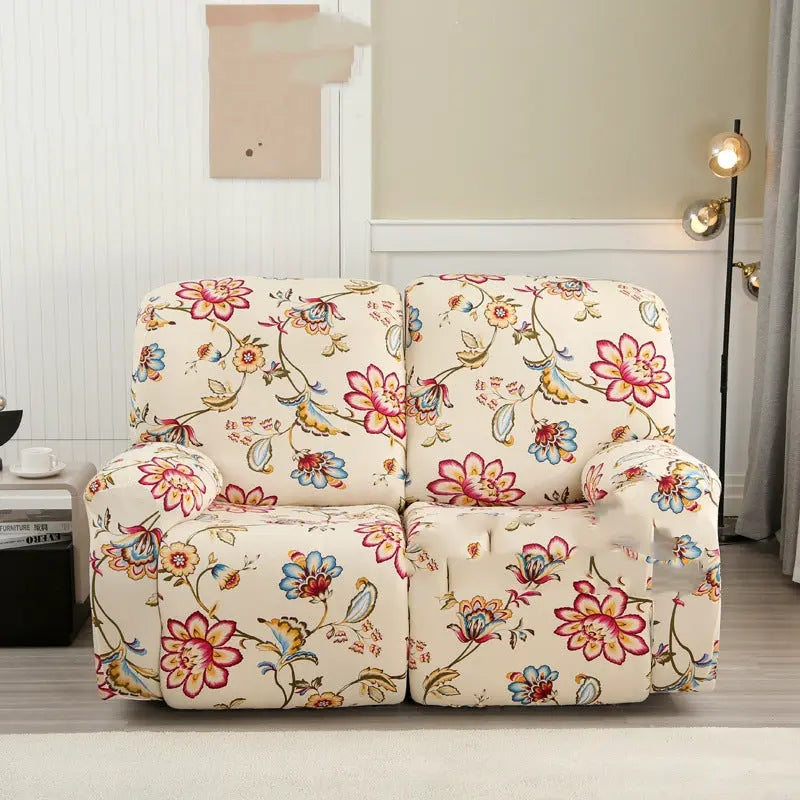 Recliner Sofa Cover Stretchable Modern LUMIERE Flowers Bloom And Wealth-2 People