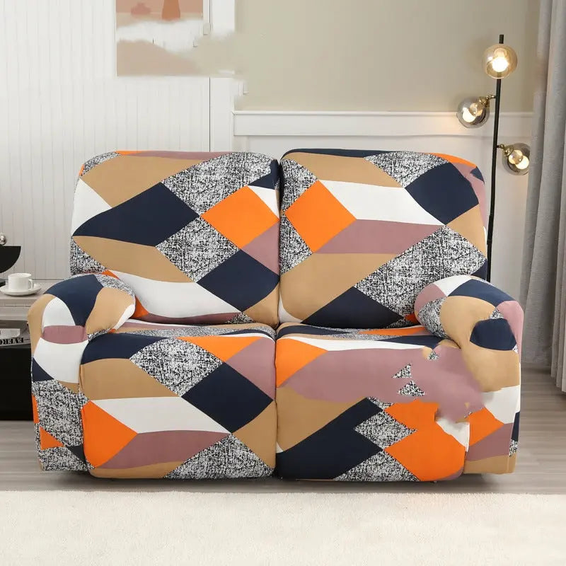 Recliner Sofa Cover Stretchable Modern LUMIERE Rubik's Cube-2 People