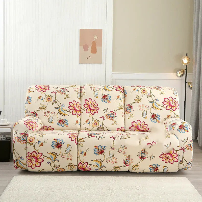 Recliner Sofa Cover Stretchable Nuvéla Flowers Bloom And Wealth-Three