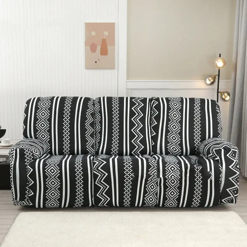 Recliner Sofa Cover Stretchable Nuvéla New Black And White Matching-Three