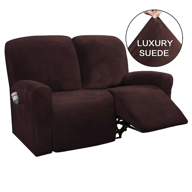 Recliner Sofa Cover Stretchable Savelle Split recliner for two people-Brown
