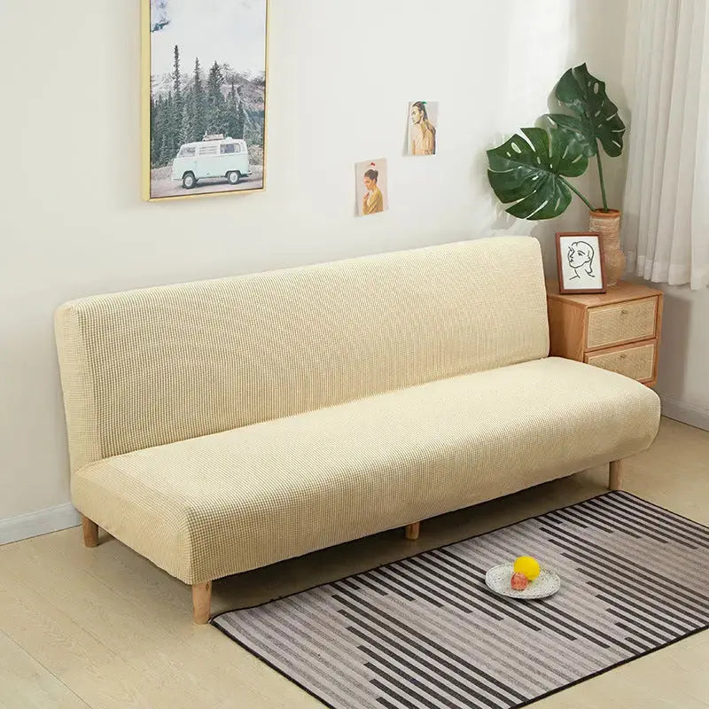 Recliner Sofa Cover Velvet Stretchable CHARMÉA Beige-160 To 190 Standard