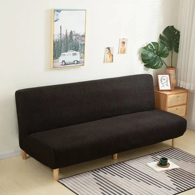 Recliner Sofa Cover Velvet Stretchable CHARMÉA Black-120 To 155 Small Size