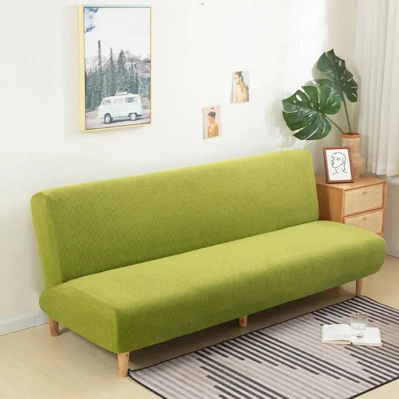 Recliner Sofa Cover Velvet Stretchable CHARMÉA Emerald Green Yellow-195 To 210 Large Size