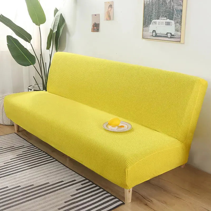 Recliner Sofa Cover Velvet Stretchable CHARMÉA Lemon Yellow-160 To 190 Standard