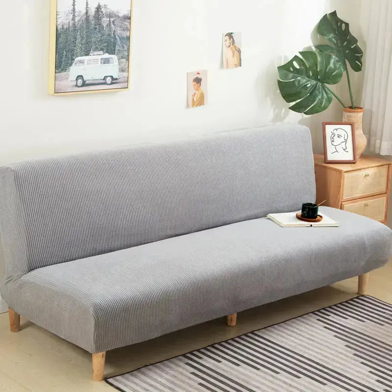 Recliner Sofa Cover Velvet Stretchable CHARMÉA Light Gray-160 To 190 Standard