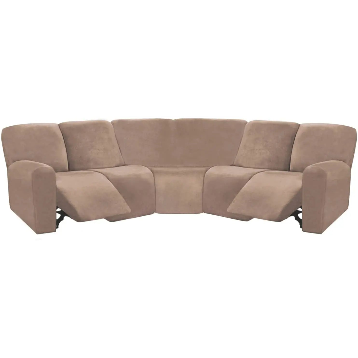 Recliner Sofa Cover Velvet Stretchable VELYSSE Brown-Single Corner 1 Piece Set