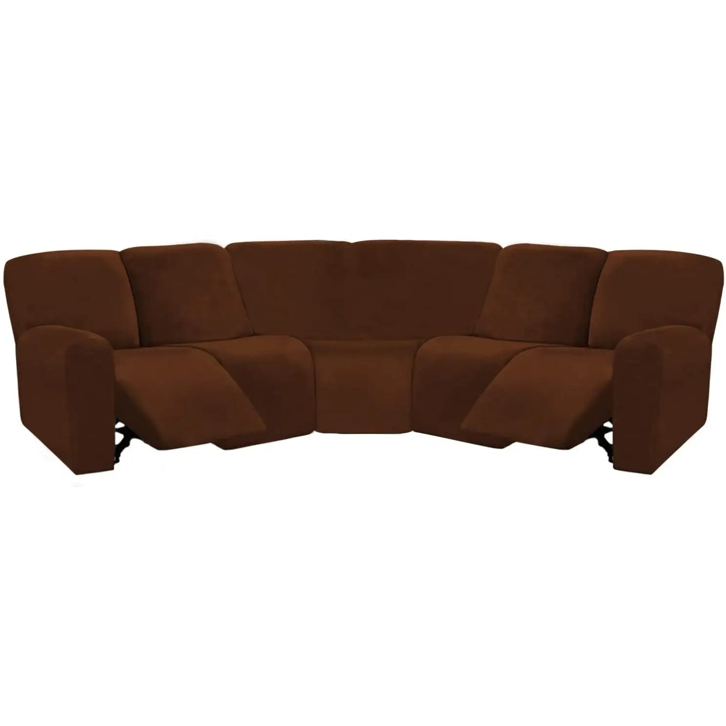 Recliner Sofa Cover Velvet Stretchable VELYSSE Dark Brown-1 Set Of Single Recliner Seat
