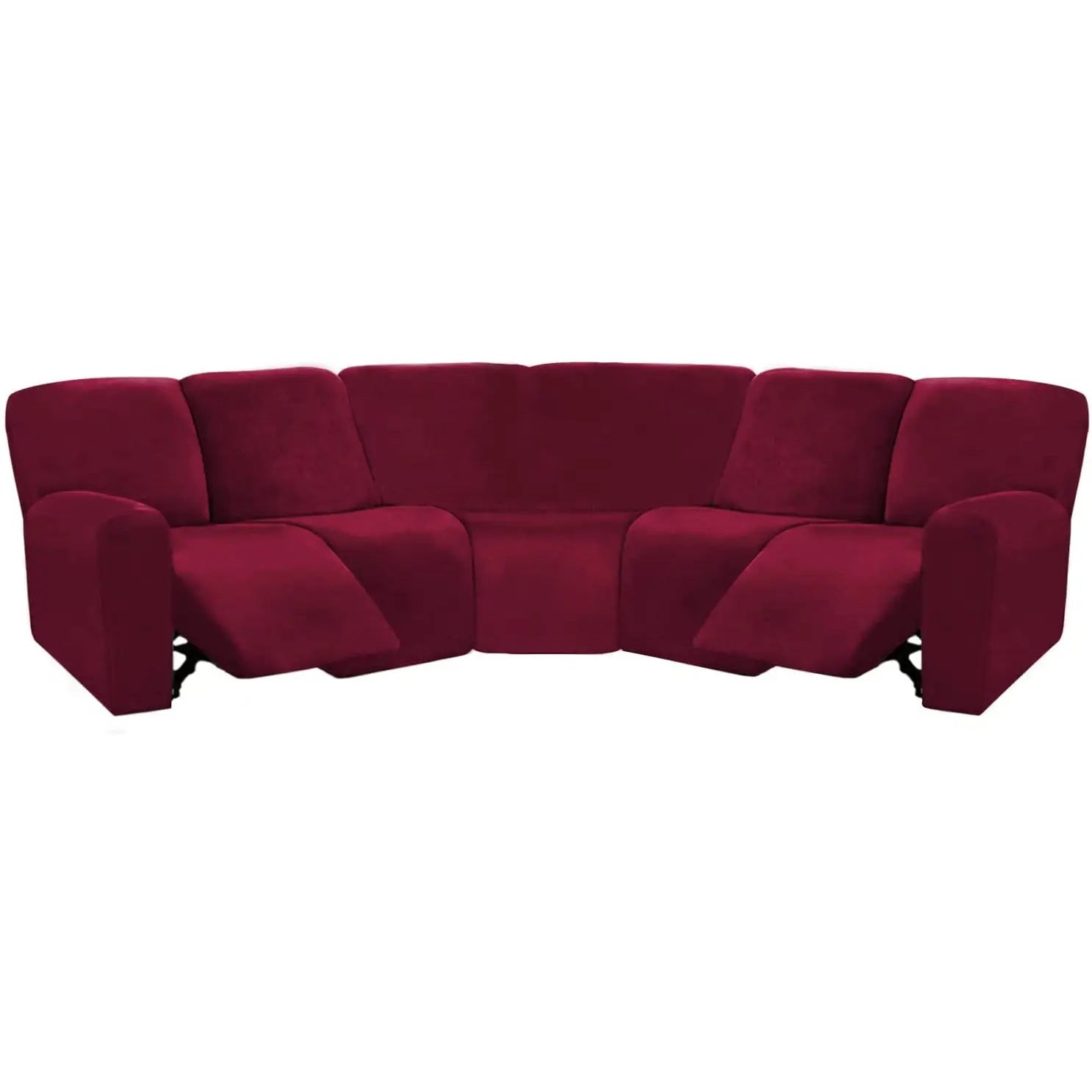 Recliner Sofa Cover Velvet Stretchable VELYSSE Wine Red-1 Set Of Single Recliner Seat