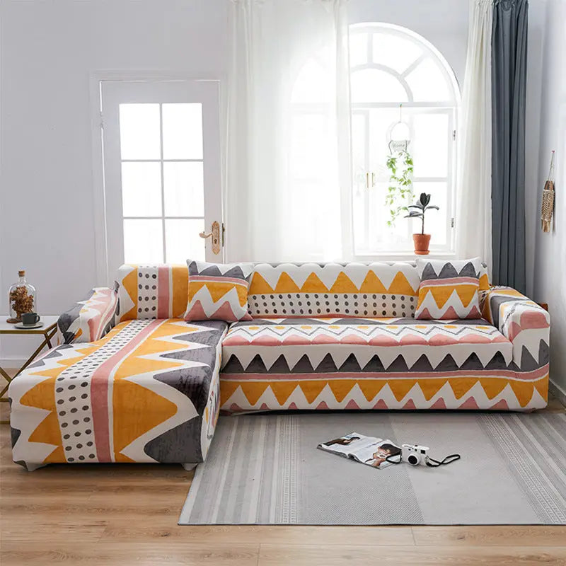 Sectional Couch Cover Stretch Print LUMIÈRE Mia-Single Seat