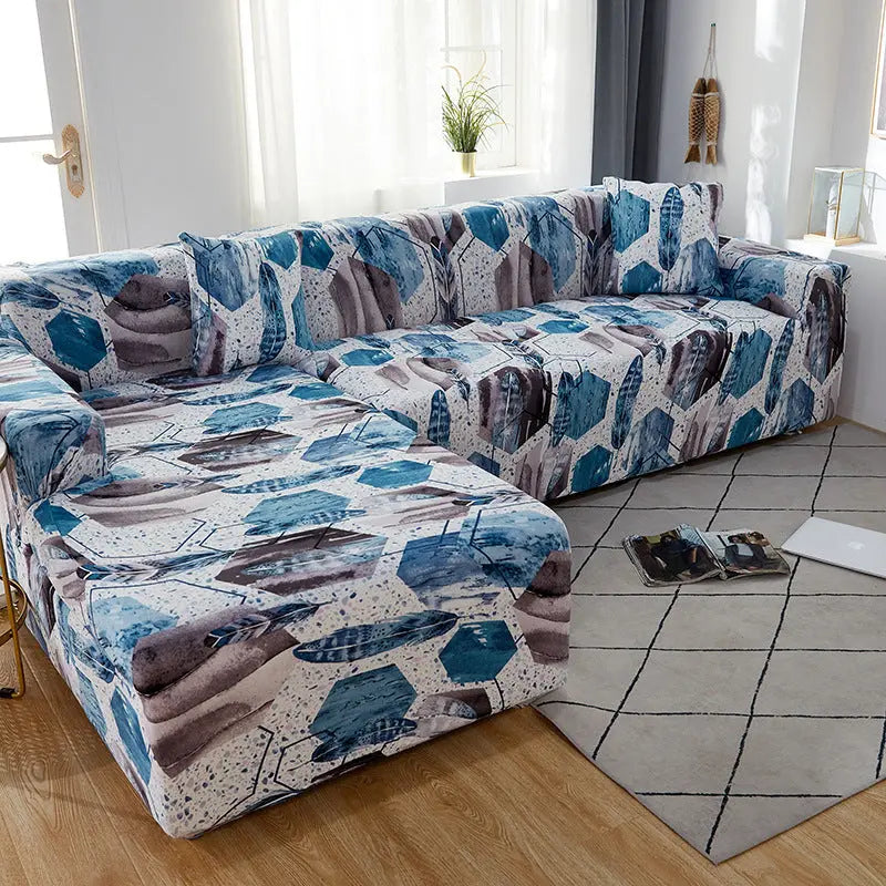 Sectional Couch Cover Stretchable Pet-Friendly Dottine Blue and white porcelain leave-45x45cm Pillowcase 1Pcs