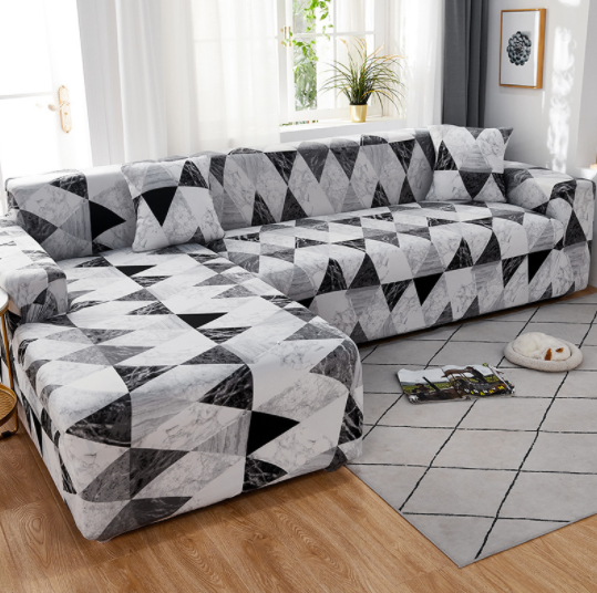 Sectional Couch Cover Stretchable Printed ELOISEA Marble Geometry-145x185cm 2Seat