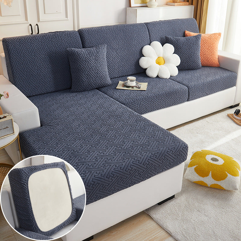 Sectional Sofa Seat Cover Stretch Cotton ELIANE Metallic Gray-Increase Single