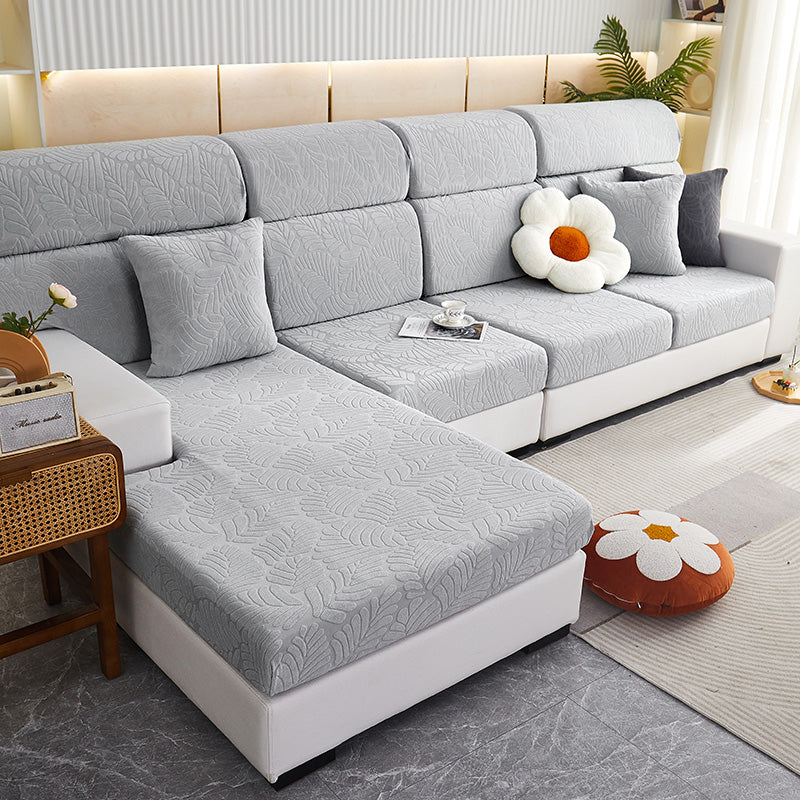 Sectional Sofa Seat Cover Stretch Pet-Friendly ELODIE White Grey-Regular Single People