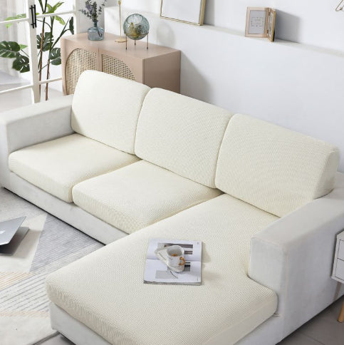 Sectional Sofa Seat Cover Stretch Solide CELINE Rice White-Three people 100to125wide