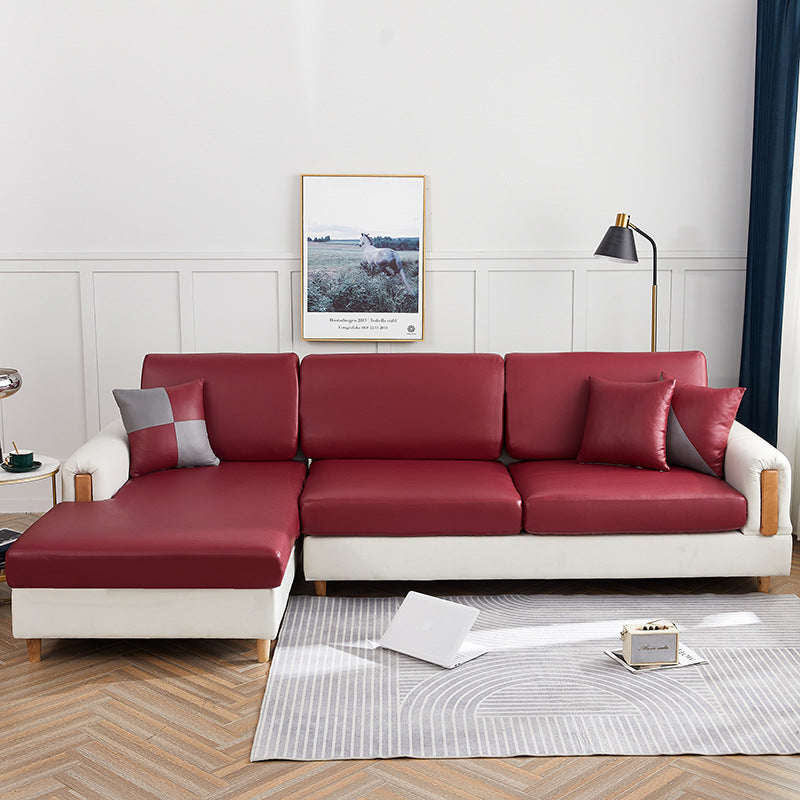 Sectional Sofa Seat Cover Tri-Proof Leather LUCINE Wine Red-Single