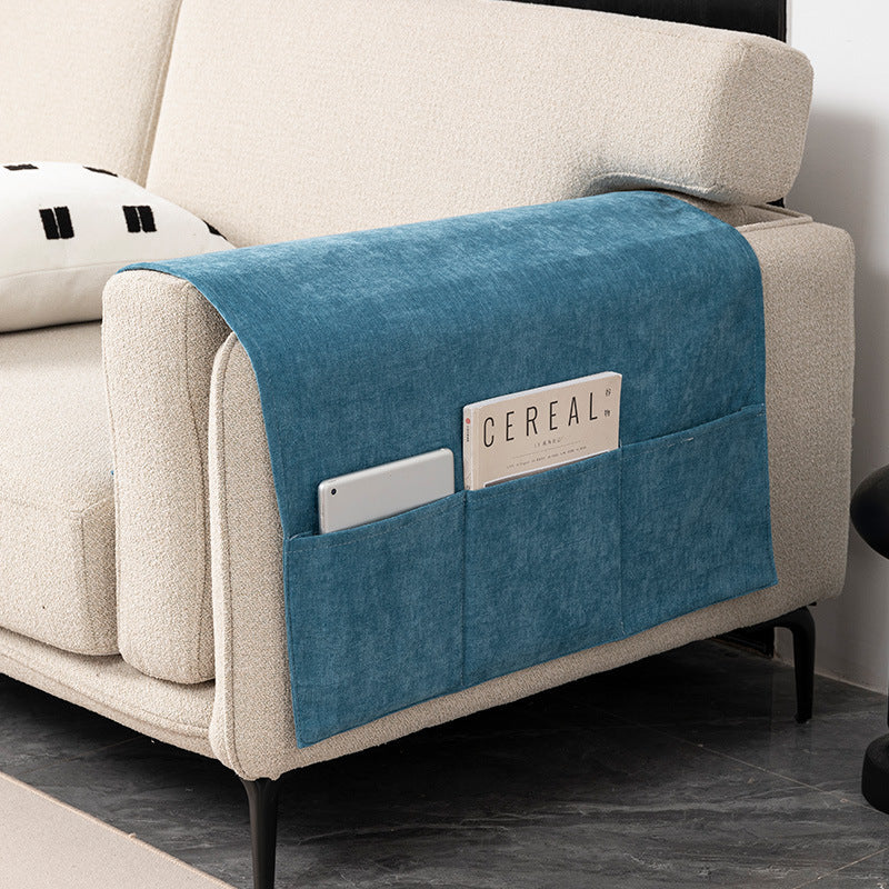 Sofa Armrest Cover Chenille Pocketed ELUNEA 09 Dark Blue-50X110CM