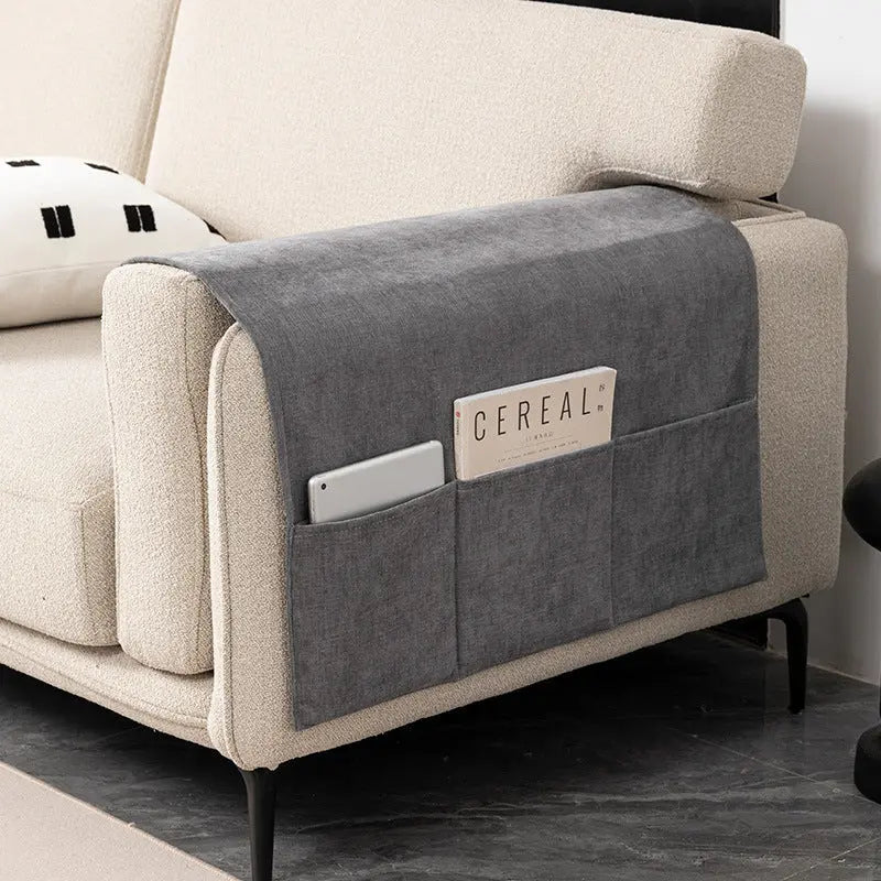 Sofa Armrest Cover Chenille Pocketed LUNETTE 06 Dark Gray-70X110CM