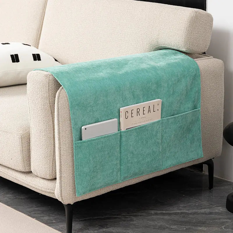 Sofa Armrest Cover Chenille Pocketed LUNETTE 07 Mint Green-80X110CM