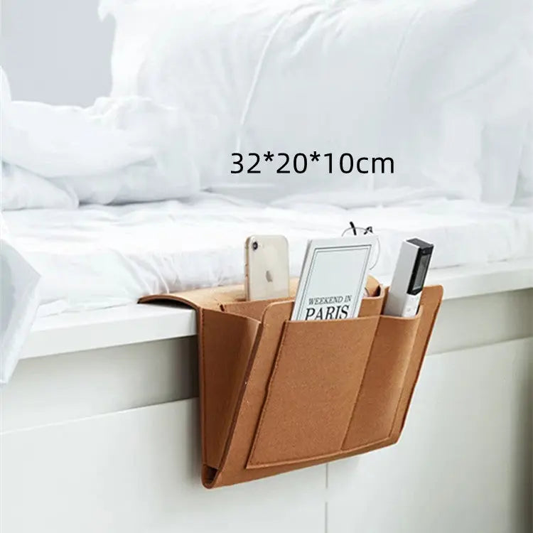 Sofa Armrest Cover Felt Pocket LUCETTE Brown