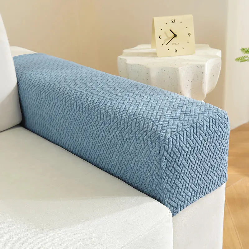 Sofa Armrest Cover Stretchable LUMIERA Blue-Lncrease size by 2pcs-Oblique case