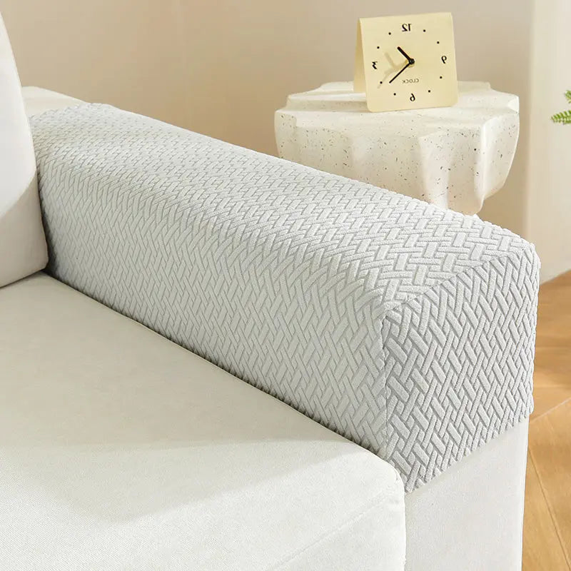 Sofa Armrest Cover Stretchable LUMIERA Light gray-Lncrease size by 1pcs-Oblique case