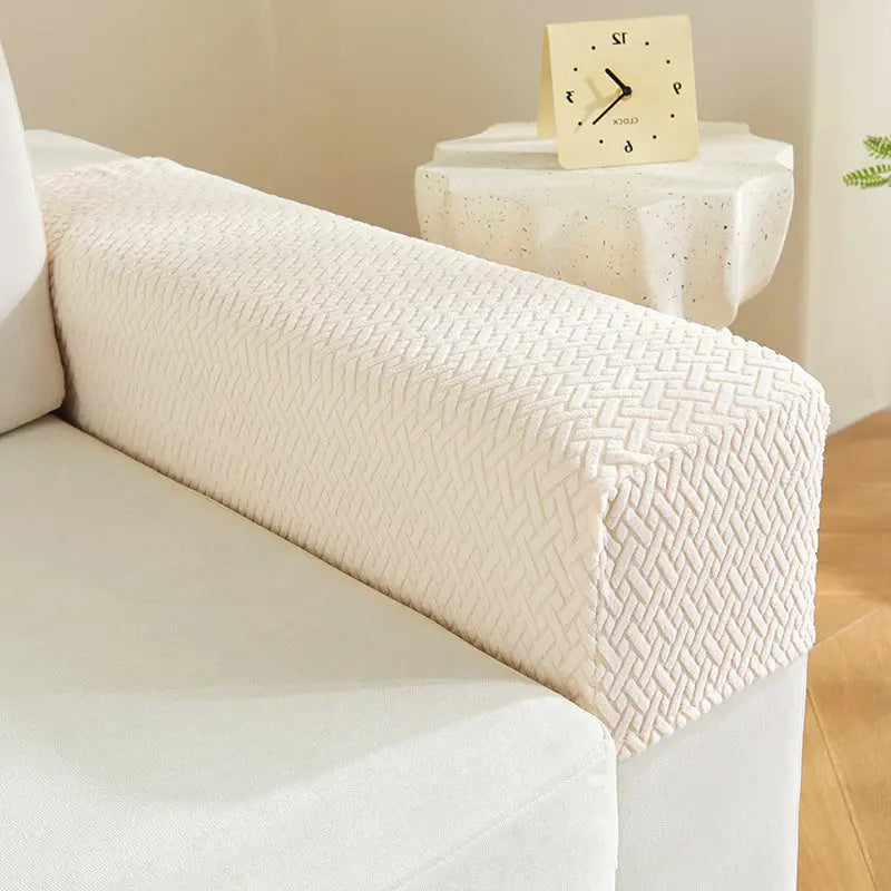 Sofa Armrest Cover Stretchable LUMIERA Off  white-Lncrease size by 1pcs-Oblique case
