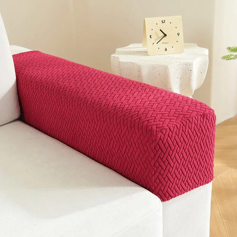 Sofa Armrest Cover Stretchable LUMIERA Red-Lncrease size by 1pcs-Oblique case