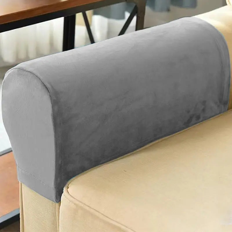 Sofa Armrest Cover Velvet Stretchable LUNÉRA Gray-Small 2pcs set