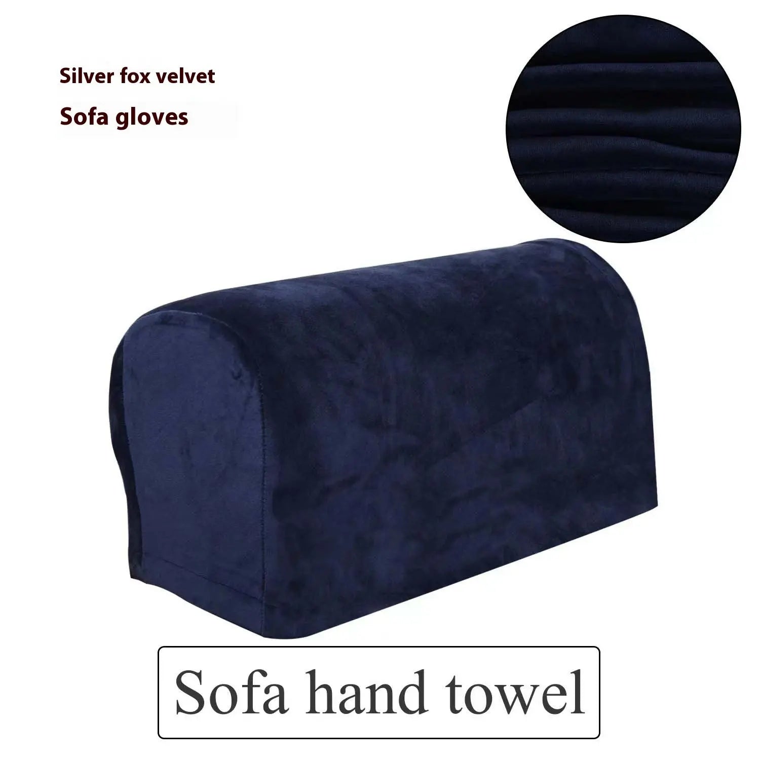 Sofa Armrest Cover Velvet Stretchable LUNÉRA Navy Blue-Small 2pcs set