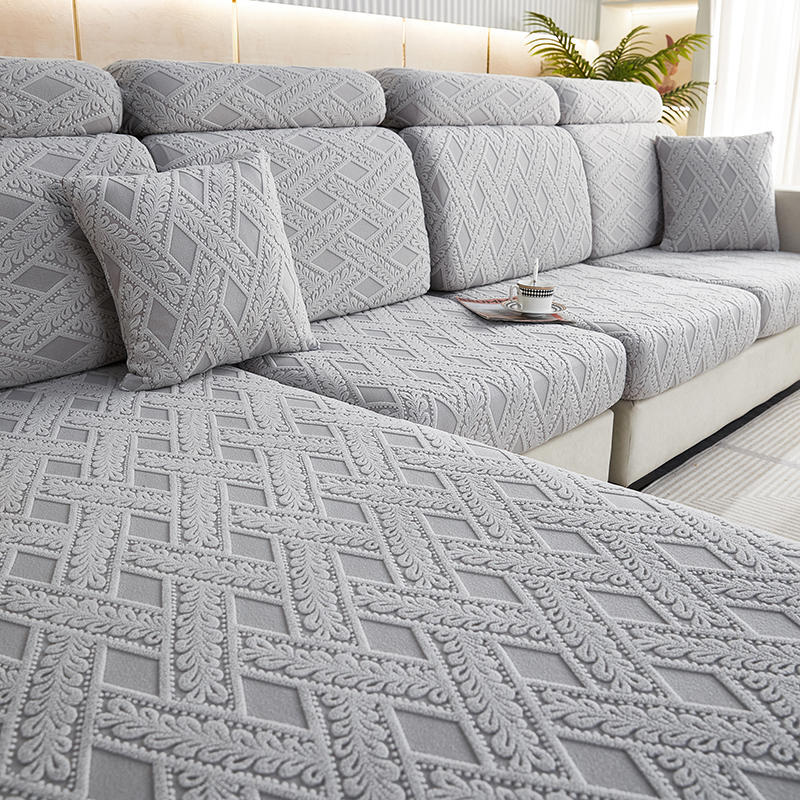 Sofa Cushion Cover Jacquard Thick Céleste Light Grey-Small Single
