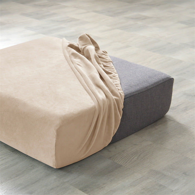 Sofa Cushion Cover Plush Full-Cover LUCETTE Beige Gray-Single Seat 1PC