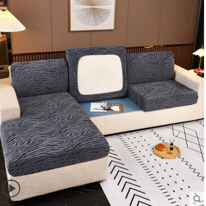 Sofa Cushion Cover Stretch Velvet CELINE Zebra Dark Grey-S
