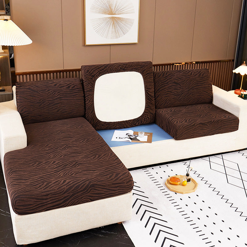 Sofa Cushion Cover Stretch Velvet CELINE Zebra Mocha-S