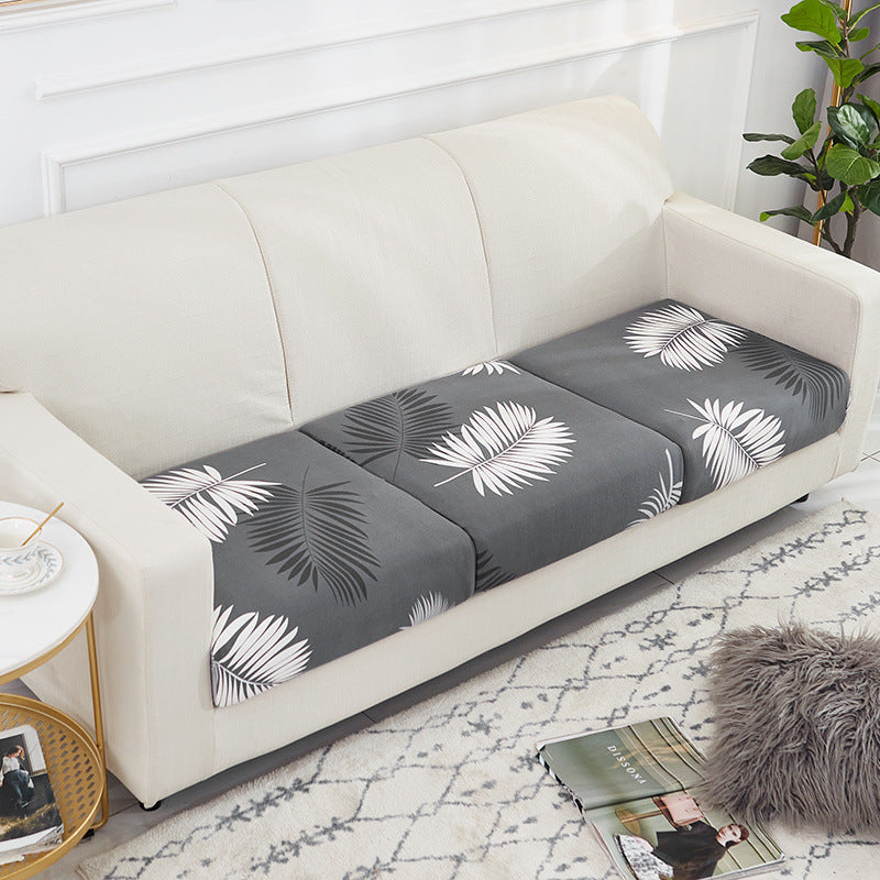 Sofa Seat Cover Stretch Fit LUCILE Black Feather Leaf-Single